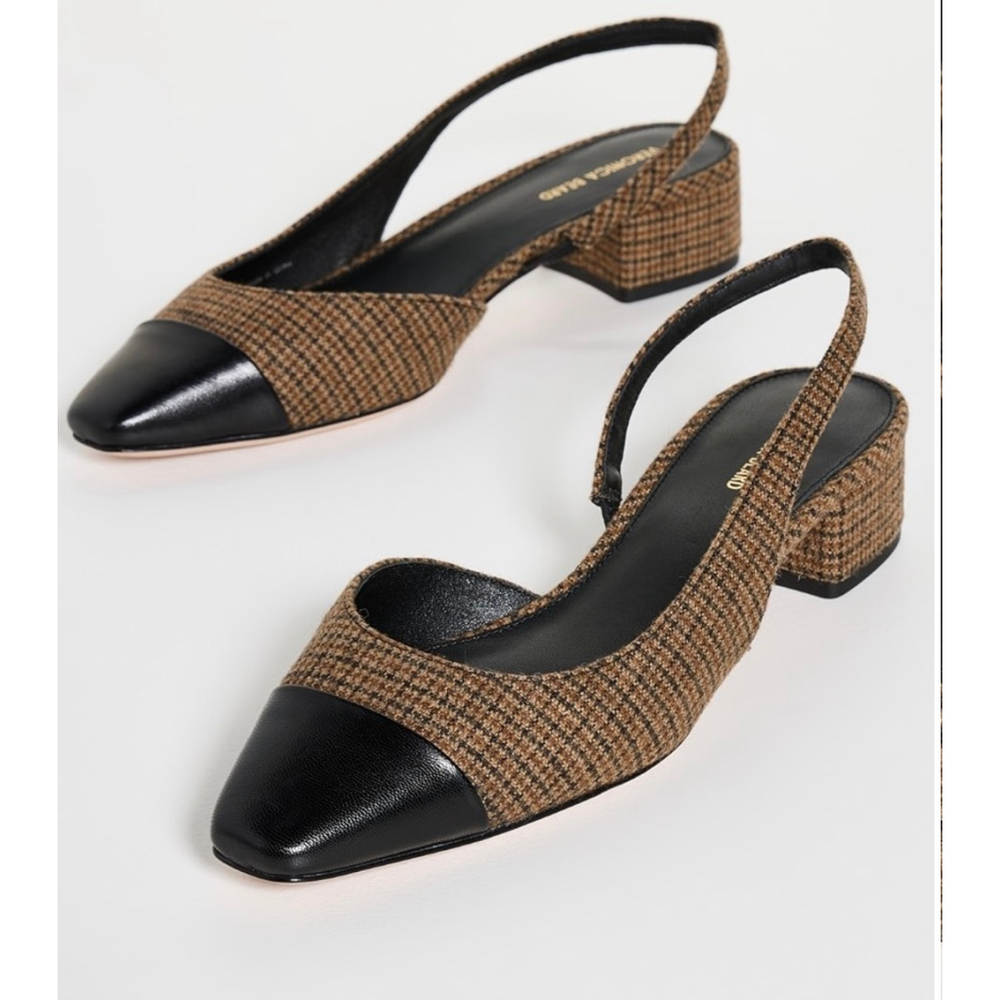 Veronica Beard Cecile Slingback Pumps 8.5 Brown Black Plaid New - Picture 3 of 9